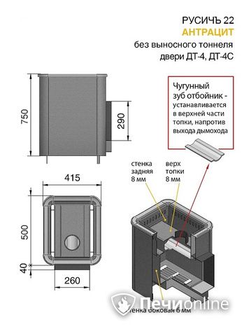 Дровяные печи-каменки Везувий Русичъ Антрацит 22 (ДТ-4) без выноса в Караганде