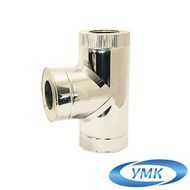 Дымоход УМК Сэндвич-тройник 90° D80х160 Н+Н 0.5 мм 0.5 мм. по воде