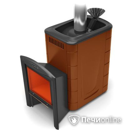 Дровяная банная печь TMF Гейзер 2014 Inox Витра  Терракота в Караганде